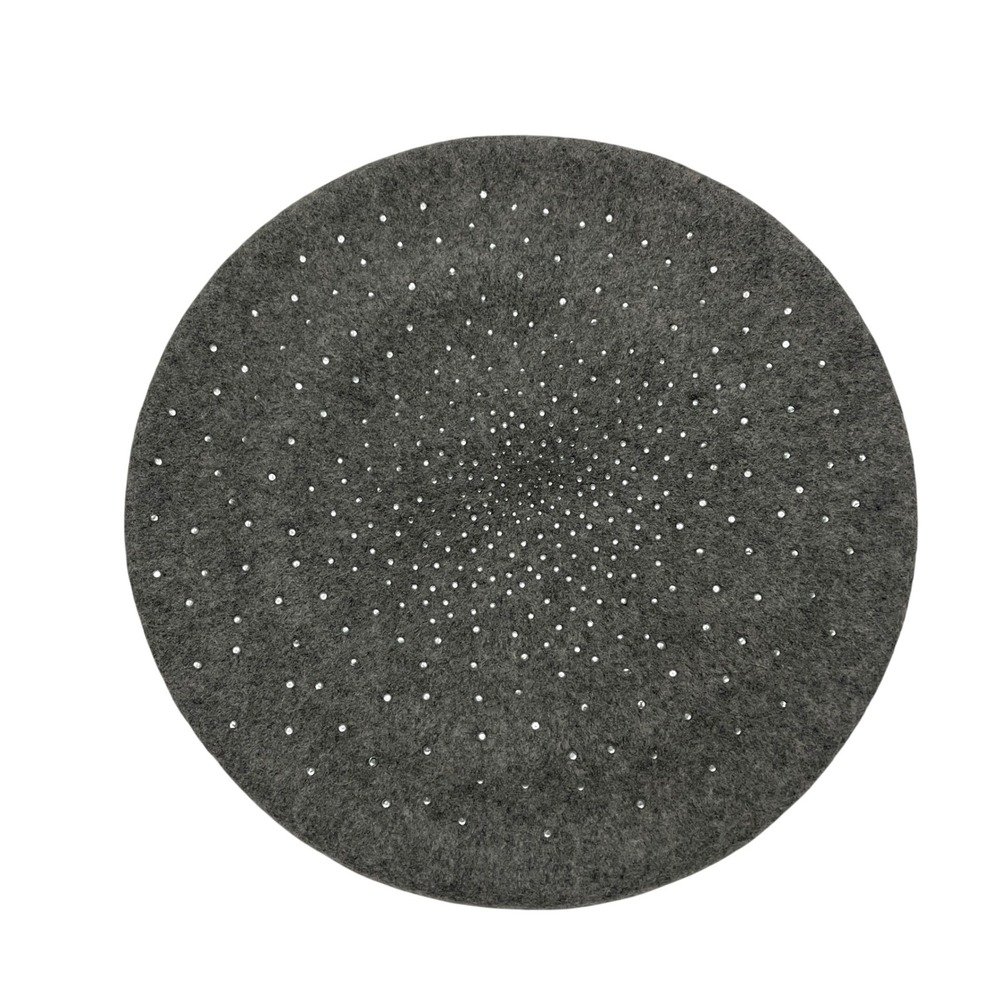 STUDIO Womens Wool Blend Beret Hat Rhinestone Embellished One Size Sparkle